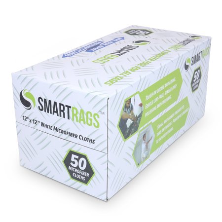 SMART RAGS Box Microfiber Rags  White, 50PK M950W